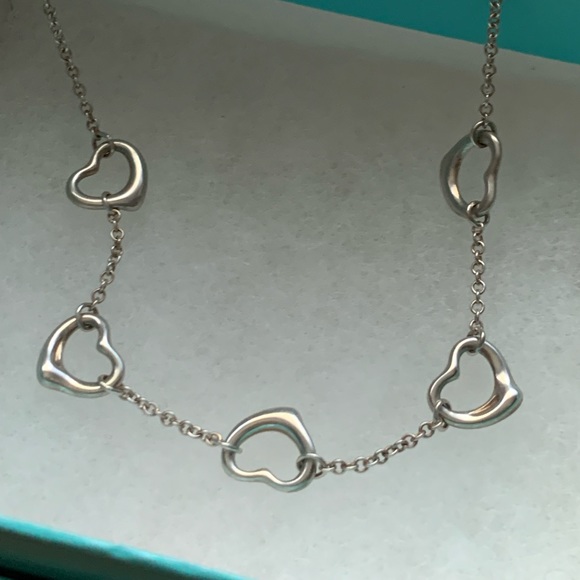 Sold ❌❌❌ Tiffany and CO. Elsa Peretti Five Open Heart Silver Necklace🌸 - Picture 8 of 11